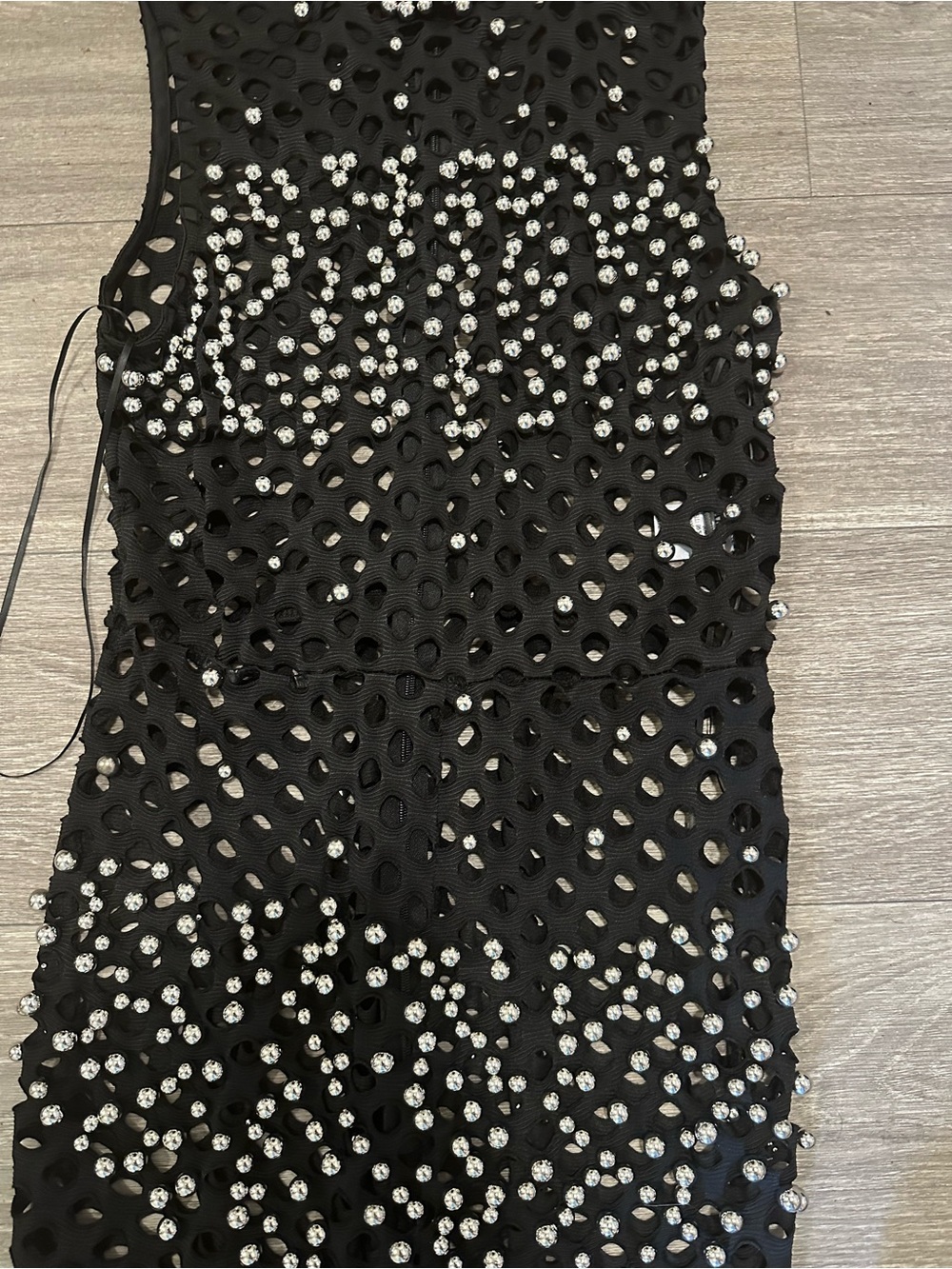 NWT AKIRA Black  Mesh Skinny Jumpsuit bodysuit, catsuit gold beads on  collar